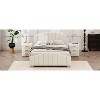 DOMETOUR Queen Size Velvet Upholstered Platform Bed Vertical Channel Tufted Headboard and Footboard, No Box Spring Needed, Beige - 4 of 4