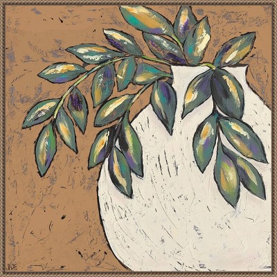 Primitive II Abstract Flower Canvas Print with Bronze Frame