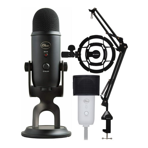 Blue Microphones Yeti Usb Microphone (blackout) With Boom Arm & Mount Bundle :