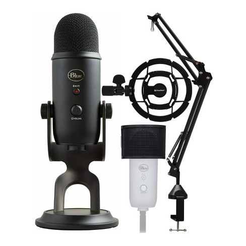 BLUE Microphones Yeti USB Microphone (Blackout) with Boom Arm & Mount Bundle