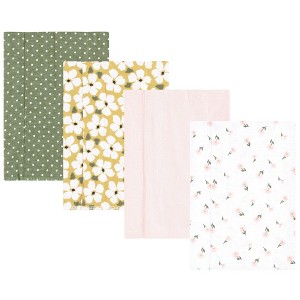 Hudson Baby Infant Girl Cotton Flannel Burp Cloths, Sage Floral, One Size - 1 of 4