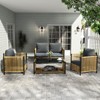 Sapphtopaz Outdoor Patio Furniture Set Wicker Conversation Outdoor Couch Patio Chairs with Glass Top Coffee Table for Outdoor, Garden, Gray - 3 of 4