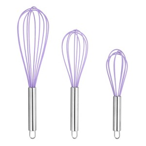 Unique Bargains Stainless Steel Silicone Non-Stick Coated Heat-Resistant Whisk 3 Pcs - 1 of 4