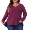 Agnes Orinda Women's Plus Size Long Sleeve V Neck Loose Fashion Buttons Tunic Blouse - 2 of 4