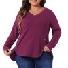 Agnes Orinda Women's Plus Size Long Sleeve V Neck Loose Fashion Buttons Tunic Blouse - image 2 of 4