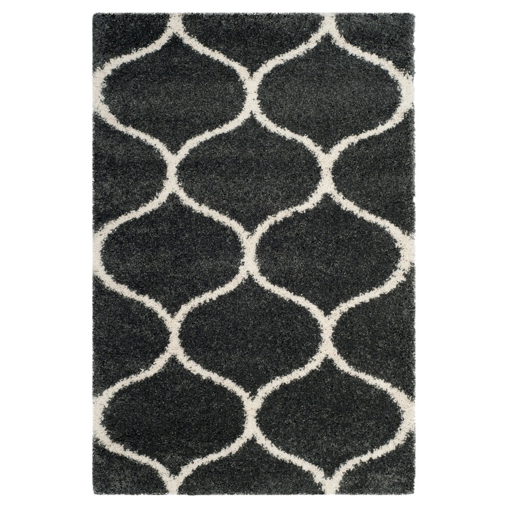 4'x6' Abstract Loomed Area Rug Dark Gray/Ivory - Safavieh