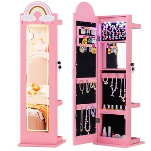 Safstar 3 In 1 Kids Jewelry Cabinet w/3-Color Lighted Full Length Mirror, Clothes Rack - 1 of 1