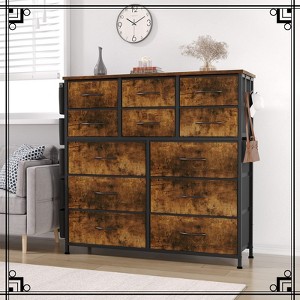 Jojoka 12-Drawer Tall Fabric Dresser with Side Pockets & Hooks, Storage Organizer with Wooden Top for Bedroom, Closet, Entryway - 1 of 4