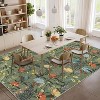 Modern Living Room Rugs Floral Rustic Area Rug Soft Foldable Accent Rug Low Pile Non-Slip Rug for Dining Room Home Office - 3 of 4