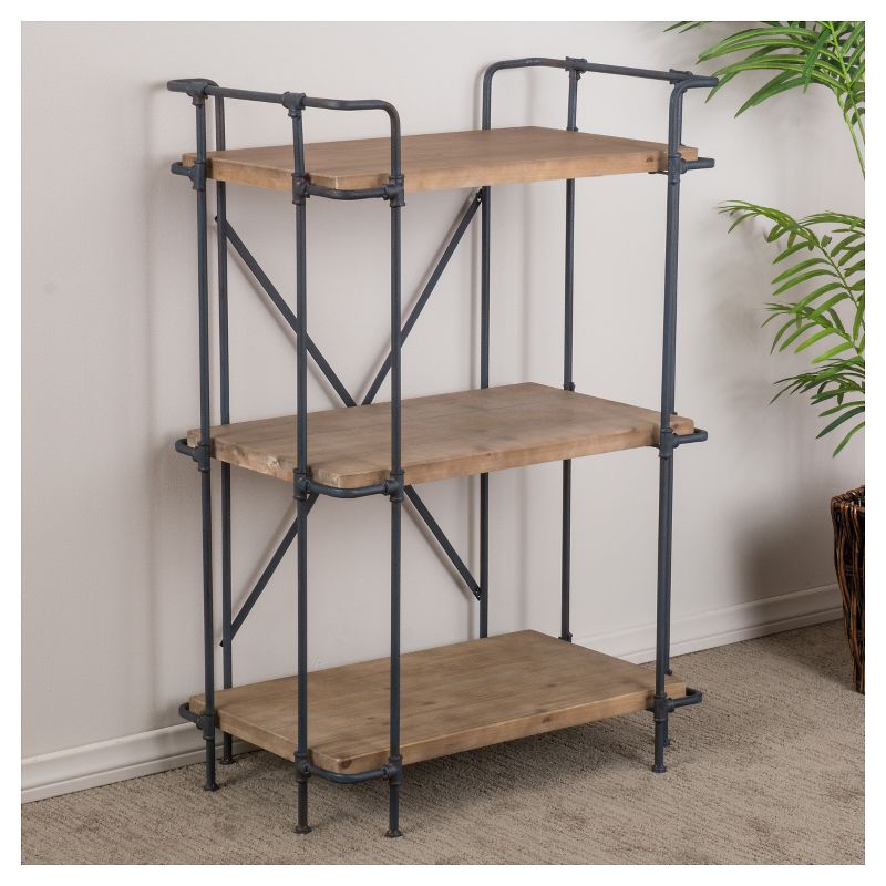 Yorktown 40.5" 3-Shelf Industrial Bookcase Brown - Christopher Knight Home, 3 of 6