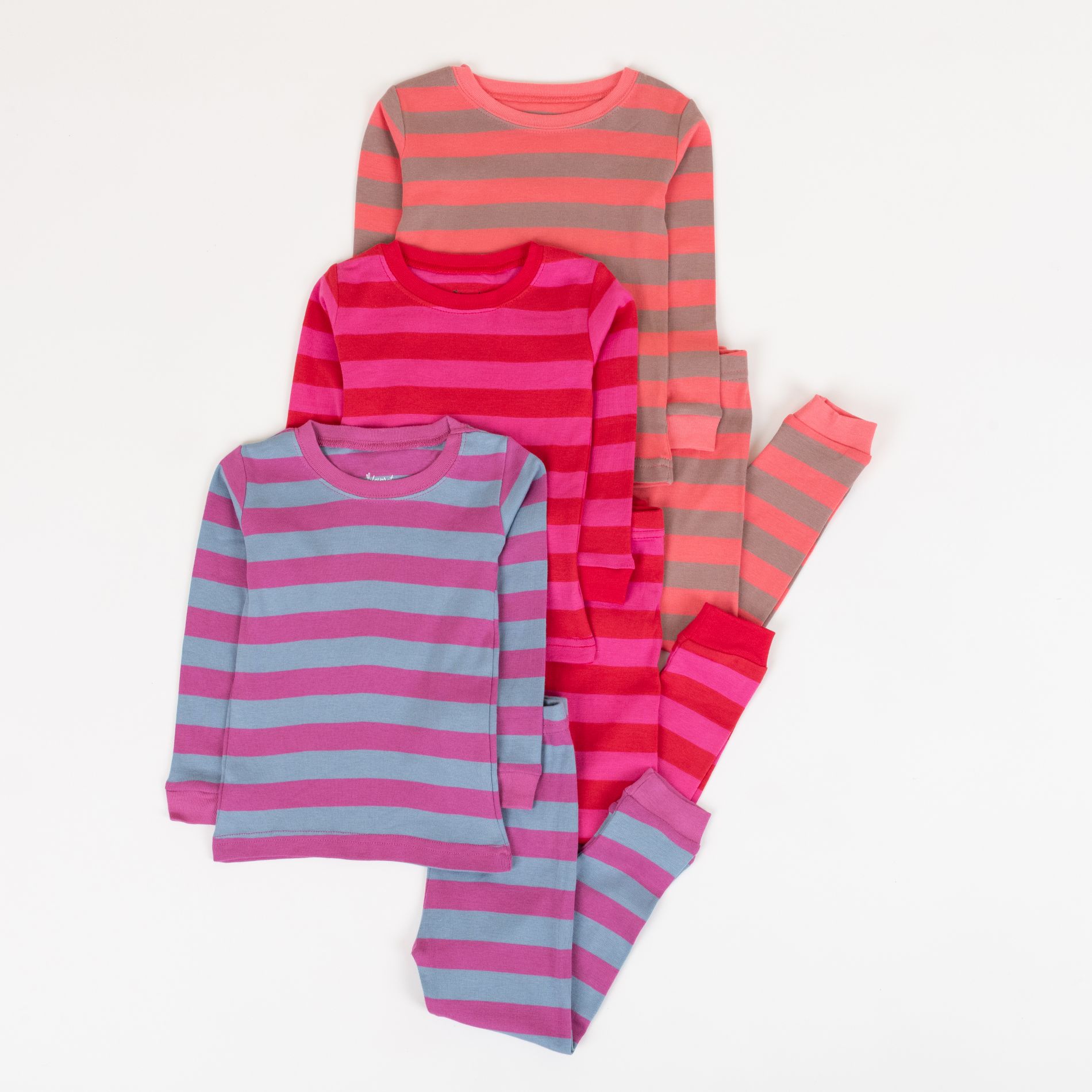 Leveret Girls Cotton 2 Piece Pajamas – 3 Pack – Classic Stripe Collection 10 Year