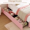 GAOMON Twin Bed Frame with 4 Storage Drawers, Velvet Platform Bed with Rainbow Headboard for Kids/Boys, Solid Wood Slats Support, No Box Spring Needed - 4 of 4