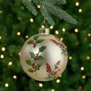 Northlight Gold Holly Berry Glass Ball Christmas Ornament 4" (100mm) - 2 of 4