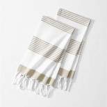 Boho Harper Stripe Knotted Tassel Hand Towels Set of 2 - 16" x 30" - Elrene Home Fashions