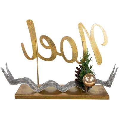11" Gold and Silver Metal Noel Tabletop Sculpture