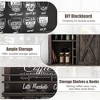 Farmhouse Coffee Bar Cabinet, 75" Tall Kitchen Hutch with Storage Shelves, 2 Sliding Barn Doors, 6 Hooks, Large Sideboard Buffet Cabinet, Brown/White - 2 of 4
