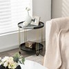 Tangkula 2-Tier Side End Table Round Nightstand Gold Frame for Living Room Bedroom - 4 of 4