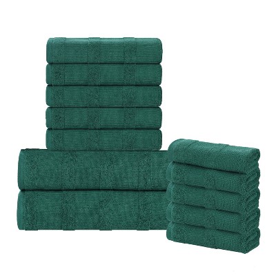 Ribbed Cotton Highly Absorbent Medium Weight Bath Towels, Set of 3 by Blue Nile Mills