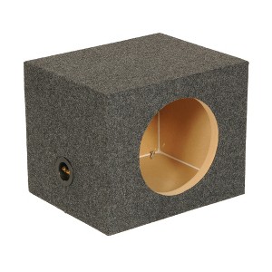 QPower 10 Inch Heavy-Duty Single Sealed Carpet Covered Durable Car Audio Vehicle Subwoofer Enclosure Woofer Box, Charcoal Gray - 1 of 4