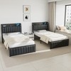 VECELO Twin/Full/Queen Size Metal Frame Platform Bed Frame with Storage Charging Station, Black/Gray - 4 of 4