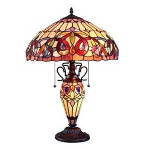 Chloe Lighting Serenity Tiffany-Style Dark Bronze 3 Light Double Lit Table Lamp 16" Shade - 1 of 4