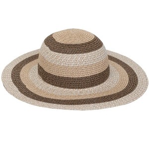Magid Straw Striped Two Tone Color Block Floppy Sun Hat - 1 of 1