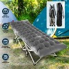 NewHome"Folding Camping Cot with 2-Sided Soft Pad, Portable Collapsible Bed, 440lbs Max Load, Travel Guest Bed"Black&Grey - 3 of 4