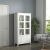 HOMCOM 63" Kitchen Pantry, Freestanding Storage Cabinet with 3-Tier Shelves, 2 Drawers, Glass Doors and Soft Close Hinges for Living Room, White - 3 of 4