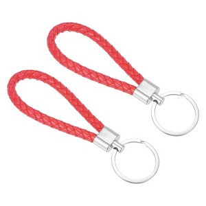 Unique Bargains PU Braided Leather Keychain for Bag Wallet Decorations 2 Pcs - 1 of 3