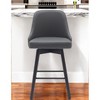 HomeRoots 26" Gray and Black Faux Leather with Solid Wood Swivel Counter Height Bar Chair - 2 of 4