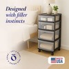Homz Clear Plastic 4 Drawer Medium Home Organization Storage Container Tower w/2 Large and 2 Small Drawers, and Removeable Caster Wheels - 2 of 4