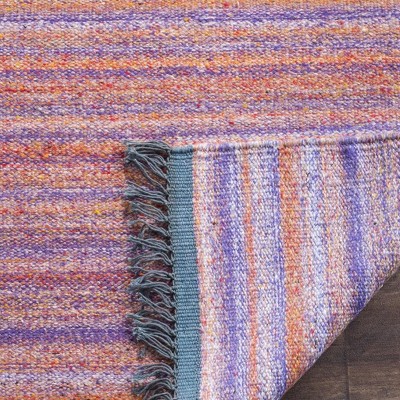 Handmade Purple and Rust Wool Viscose 8' x 10' Area Rug
