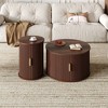 Dexmalle Set of 2 Fluted Round Coffee Table with Sliding Tambour Door - 3 of 4