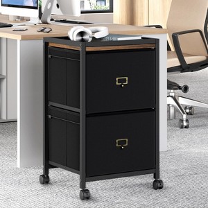 2-4 Drawer File Cabinet, Mobile Filing Cabinet Fits Letter Size or A4, Fabric Vertical File on Wheels, Home Office Small Under Desk Storage, Black - 1 of 4
