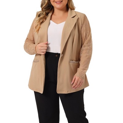 Agnes Orinda Women's Plus Size Winter Velvet Blazer Button Lapel Work Jacket  Burgundy 4x : Target