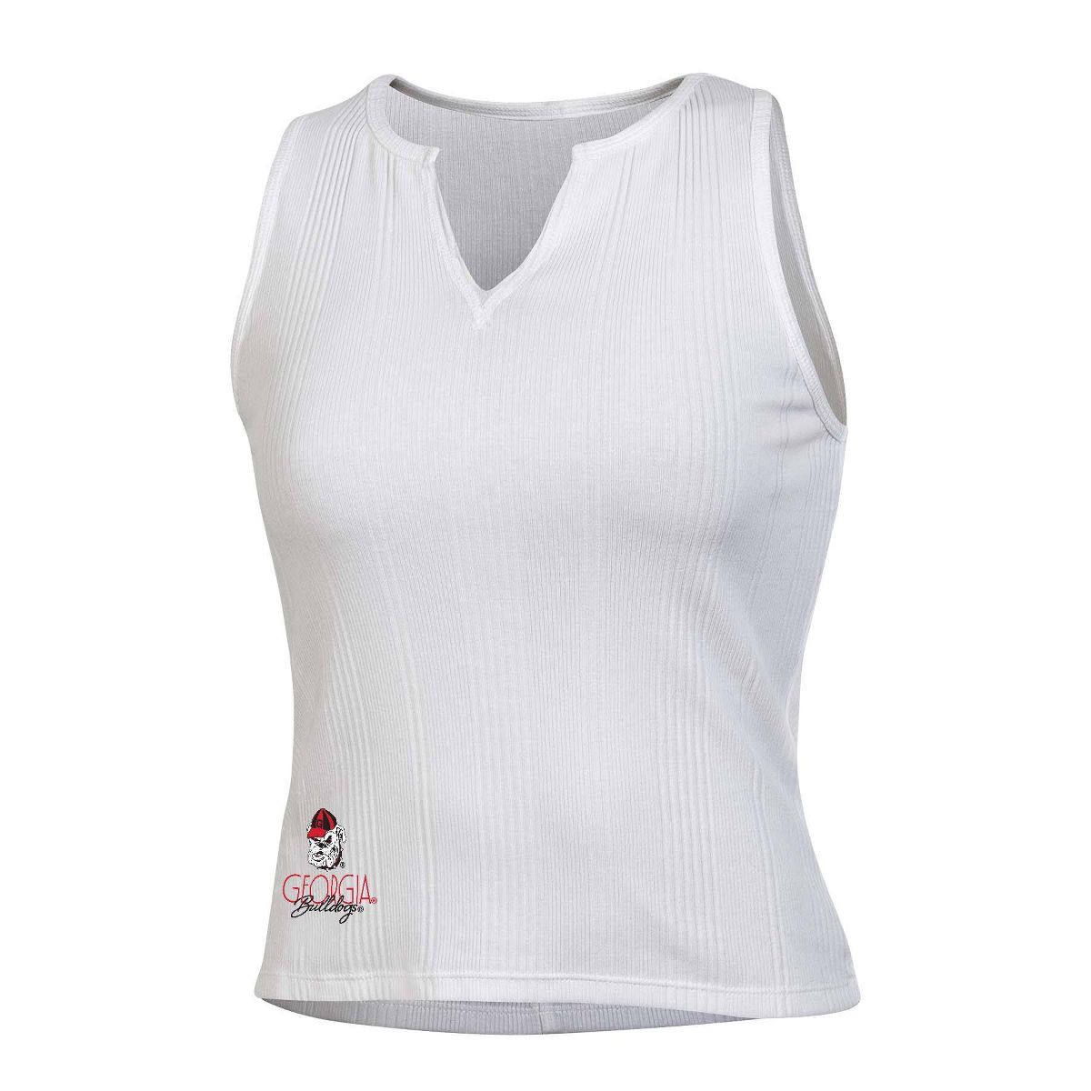 NCAA Georgia Bulldogs Women's White Ribbed Tank Top