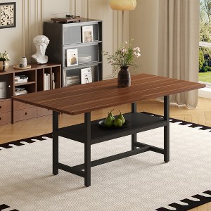YOOCOZZ  71 × 35.4" Dining Table, 4 Black Textured MDF Tabletop, Lower Storage Platform - 1 of 4