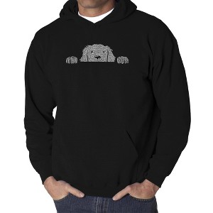 LA Pop Art Men's Word Art Hooded Sweatshirt - Peeking Dog - 1 of 4