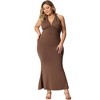 Agnes Orinda Women's Plus Size Sleeveless Deep V Neck Backless Tie Shoulder Bandage Bodycon Dress - 3 of 4