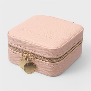 French Connection Small Travel Accessory Organizer with Mirror – Compact Jewelry Storage Box, Faux Leather - 1 of 4