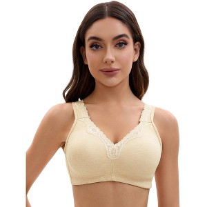 INSPIRE CHIC Plus Size for Women's Adjustable Strap Lace Trim Full Coverage Soft Cup Bras - 1 of 4