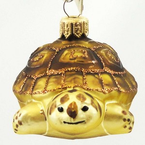 Tannenbaum Treasures 2.0 Inch Yellow/Brown Turtle Poland Mouth Blown Glass Tree Ornaments - 1 of 2