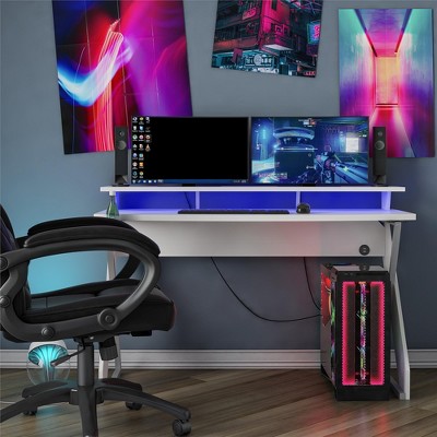 GDFStudio Bertram Modern 53.6" Gaming Desk with Metal Legs