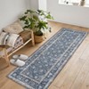 Washable Area Rug for Entryway Moss Soft Non-Slip Indoor Door Mat Distressed Floral Low-Pile Kitchen Rugs - 3 of 4