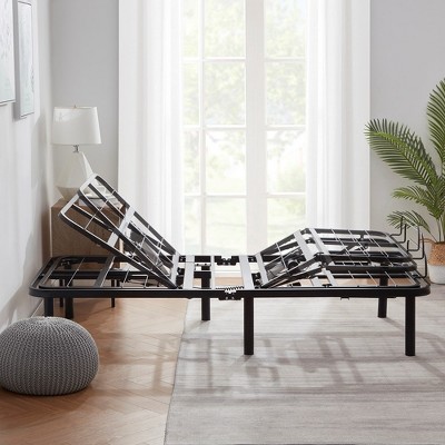 Full Size Black Metal Adjustable Bed Frame with Wireless Remote