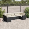 vidaXL 7 Piece Patio Sofa Set with Cushions Black and Cream Poly Rattan - 2 of 4