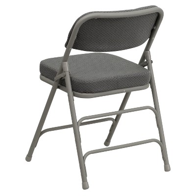 Gray Fabric Upholstered Armless Metal Folding Chairs, Set of 2
