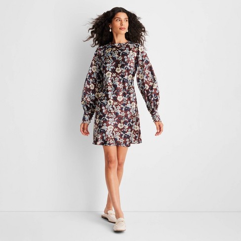 Women's Long Sleeve Satin Mini Dress - Future Collective™ with Reese  Blutstein Berry Floral 00