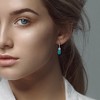 EVERLY JEWELRY | Sterling Silver 15 1/5 CT TGW Composite Light Blue Turquoise and Sky Blue Topaz Two-Stone Leverback Earrings - 4 of 4