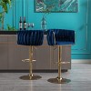 TiramisuBest Set of 2 Velvet Bar Stools with Chrome Footrest & Base, Swivel Height Adjustable Mechanical Lift, Golden Legs, Modern Navy - 3 of 4